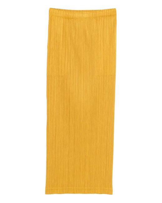 Pleats Please Issey Miyake Yellow Pleated Maxi Skirt