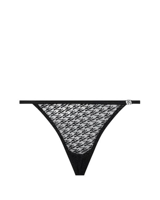 Karl Lagerfeld Gray Autograph Mesh Thong