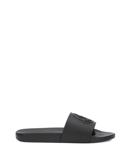 Moncler White Basile Logo-Embossed Slides for men