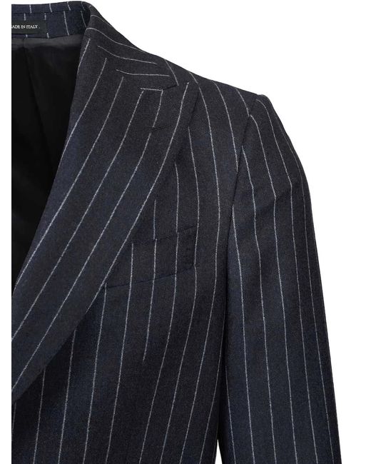 Al Duca D'aosta Blue Pinstripe Peak-Lapel Suit for men