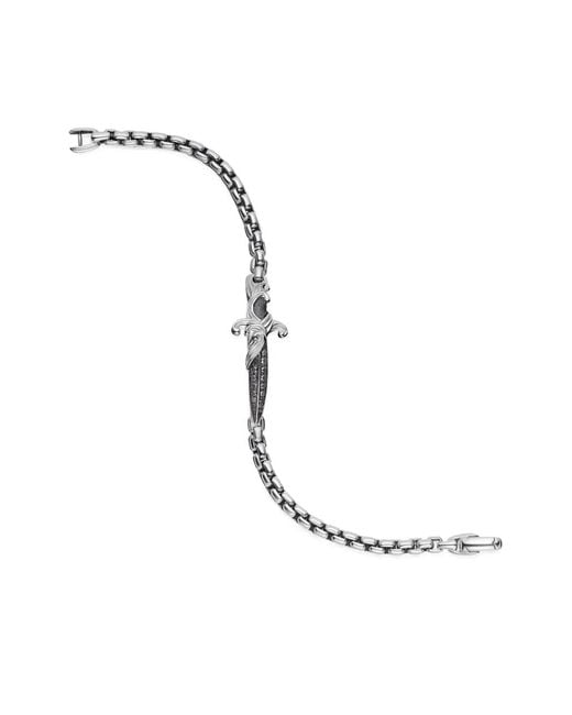 David Yurman Black Sterling Waves Dagger Bracelet (5Mm) for men