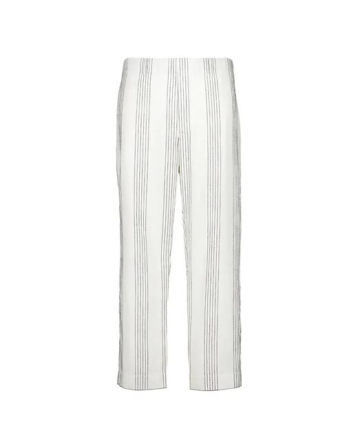 Commas White Striped Resort Trousers for men