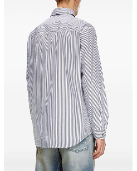 DIESEL Gray S-simply-e Striped Cotton Shirt for men