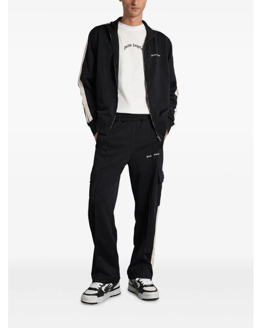 Palm Angels Black Stripe-Detailing Cargo Trousers for men