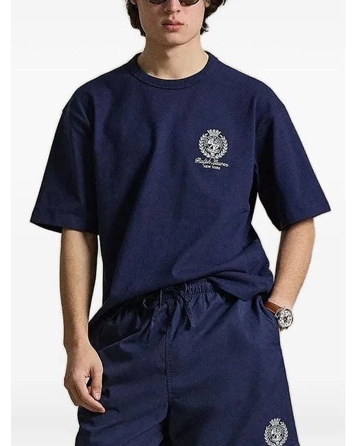 Polo Ralph Lauren Blue Logo-Embroidered T-Shirt for men