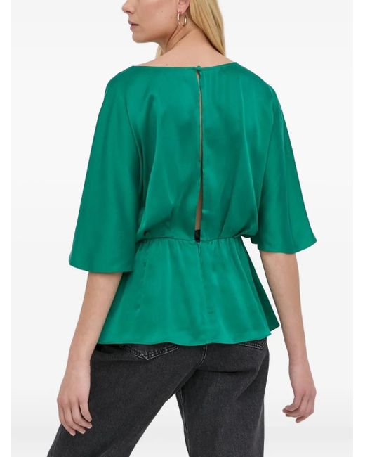 Notes Du Nord Green V-Neck Gathered Blouse