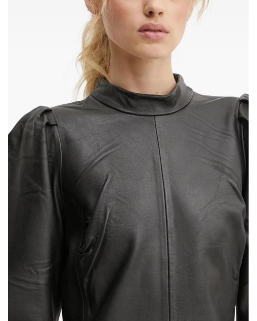 Bruuns Bazaar レザー ミニドレス Black