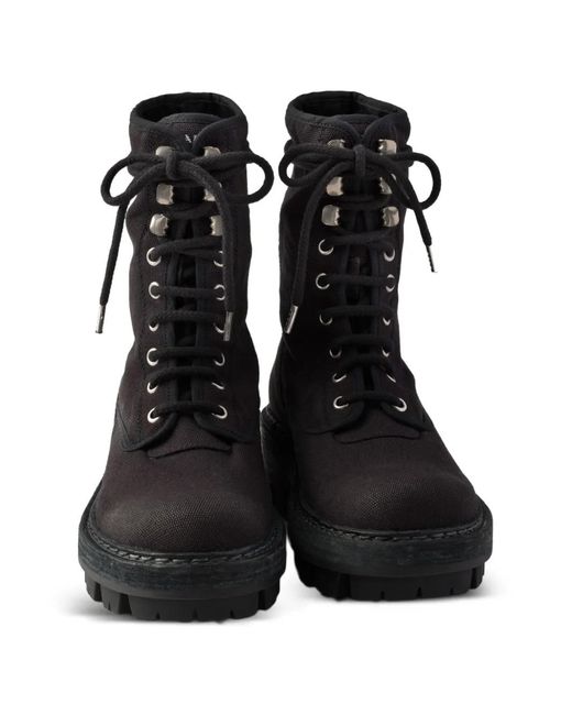 Prada Black Canvas Ankle Boots