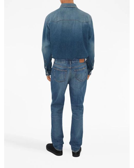 Burberry Blue Long-Sleeve Denim Shirt for men