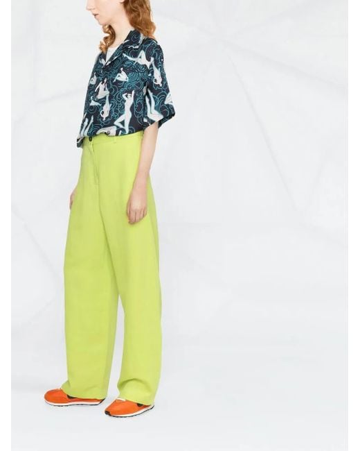 MSGM Yellow High-Waist-Hose Mit Weitem Bein
