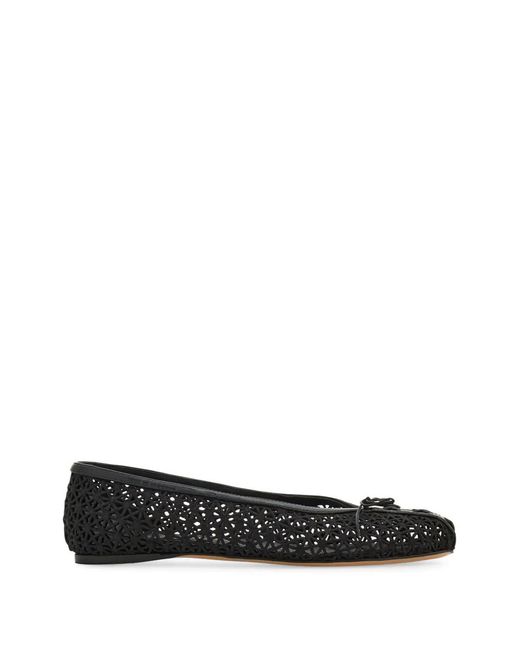 Ferragamo Black Macramé Lace Ballet Flats