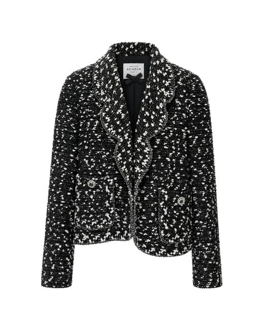 Edward Achour Paris Black Mélange-Effect Bouclé Jacket