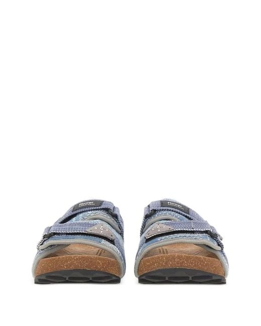 Flower Mountain Blue Niwa Jacquard Flat Sandals