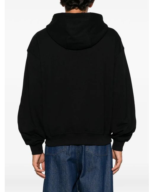 Adererror Black Logo-Patch Zip-Up Hoodie for men