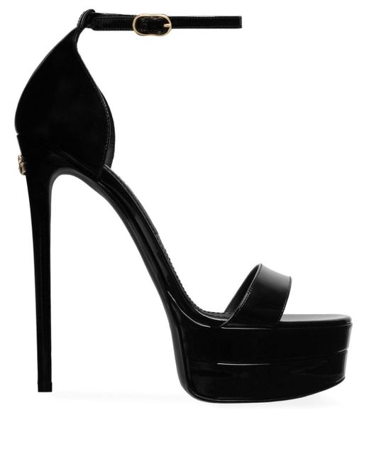 Sandales en cuir à talon haut Dolce & Gabbana en coloris Black
