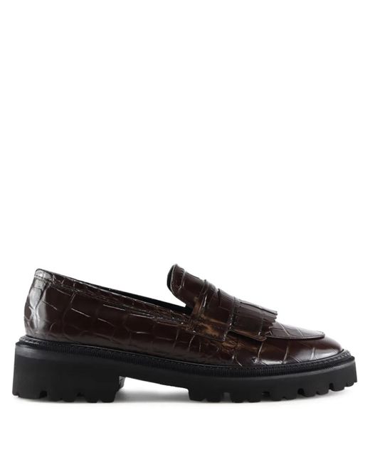 Notabene Black Tereza Fringed-Embellishment Crocodile-Effect Loafers