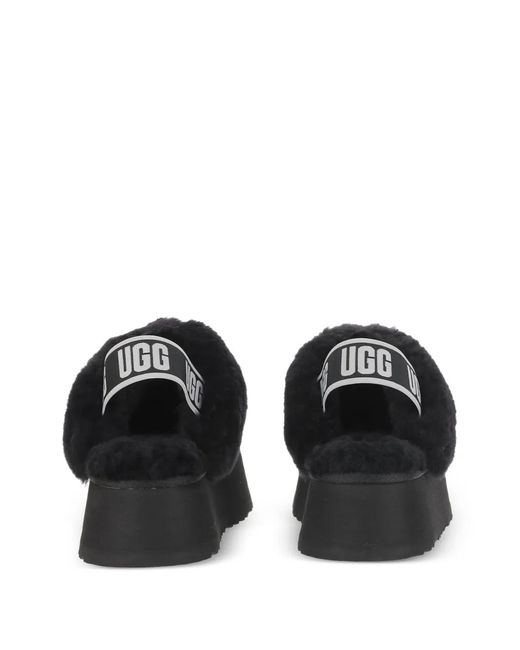 Ugg Black Shearling-Trim Platform Slippers