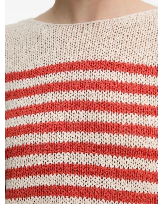 Pull Rayé À Encolure Bateau Marc O' Polo en coloris Red