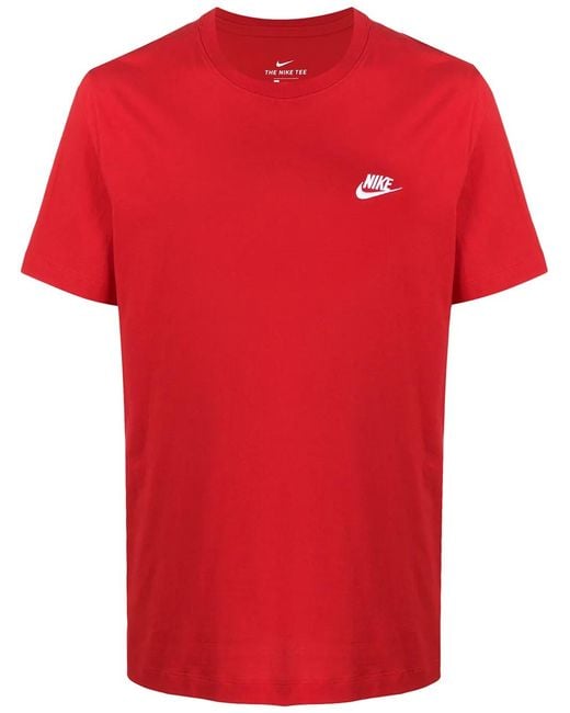 Nike Red Sportswear Club Crew-Neck T-Shirt for men