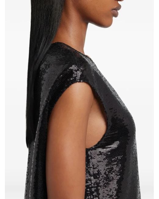 Courreges Black Sequin-Embellished Asymmetric Dress