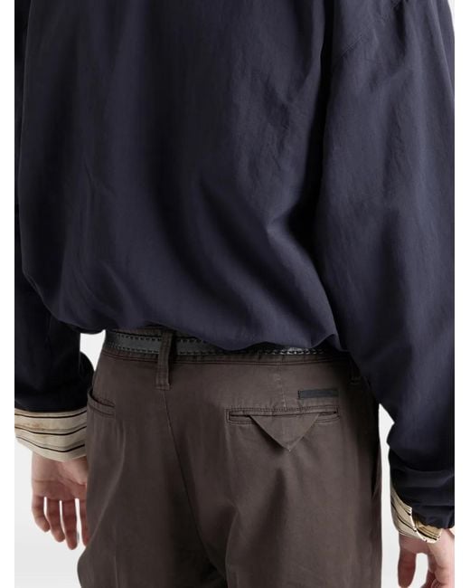 Prada Brown Garment-Dyed Cotton Pants for men