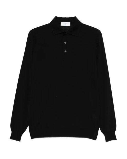 メンズ Lardini ロングスリーブ ポロシャツ Black