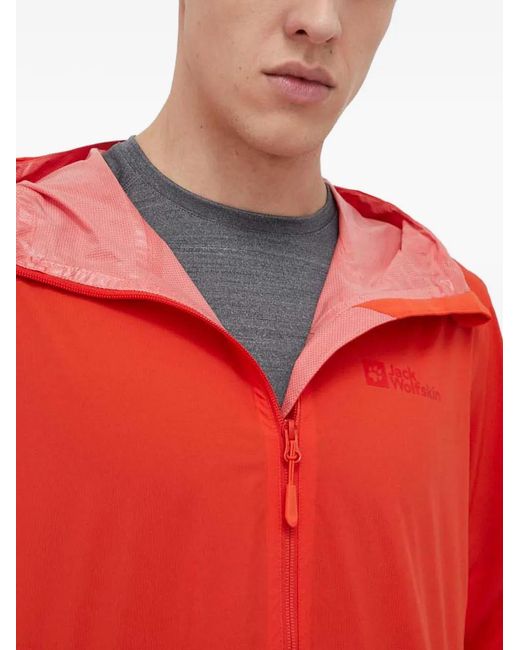 Jack Wolfskin Red Hooded Zip Jacket for men