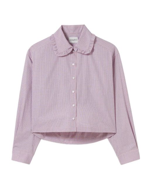 Claudie Pierlot ラッフルカラーチェック シャツ Purple