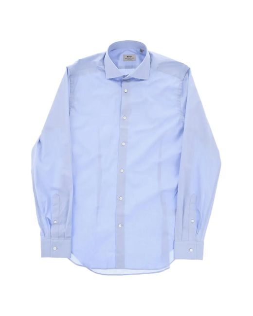 Corneliani Blue French-Collar Poplin Shirt for men