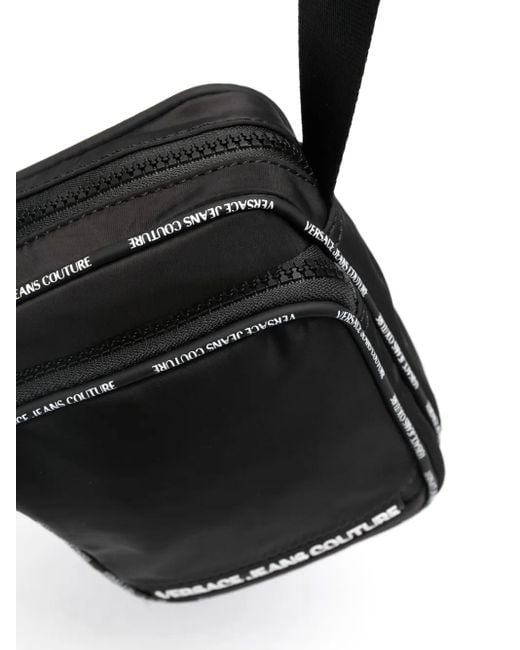 Versace Jeans Couture Black Logo-Tape Messenger Bag for men