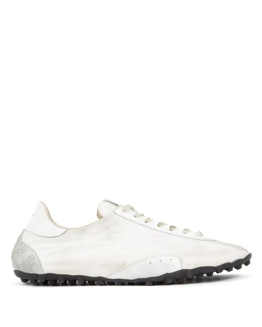 Maison Margiela White Sleek Low-Profile Sneakers With Textured Suede Accents for men