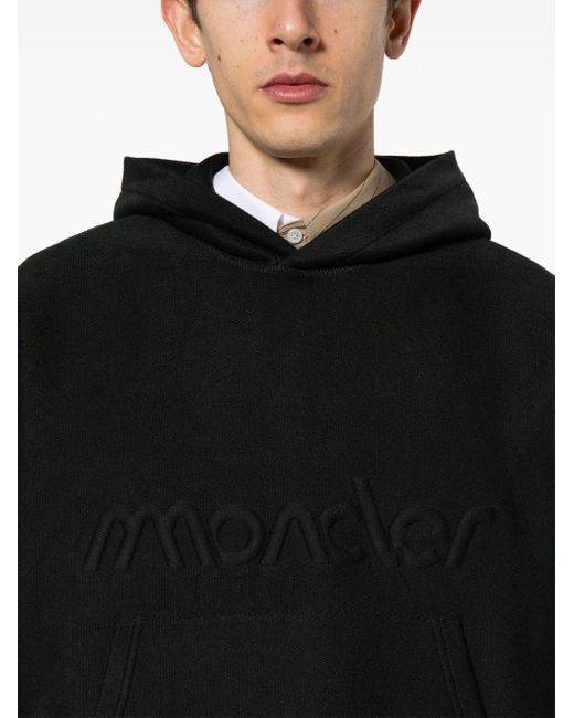 Sudadera con capucha y logo en relieve Moncler de hombre de color Black