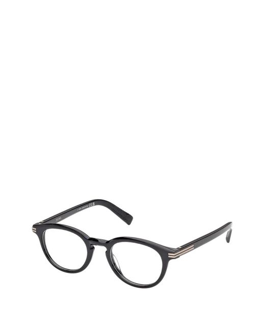 Zegna Black Round-Frame Glasses for men