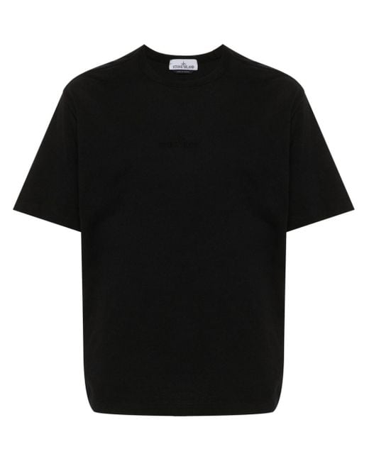 Stone Island T-shirt Met Geborduurd Logo in het Black voor heren