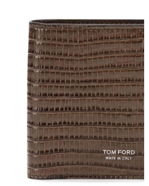 Tom Ford Brown Lizard-Effect Leather Wallet for men