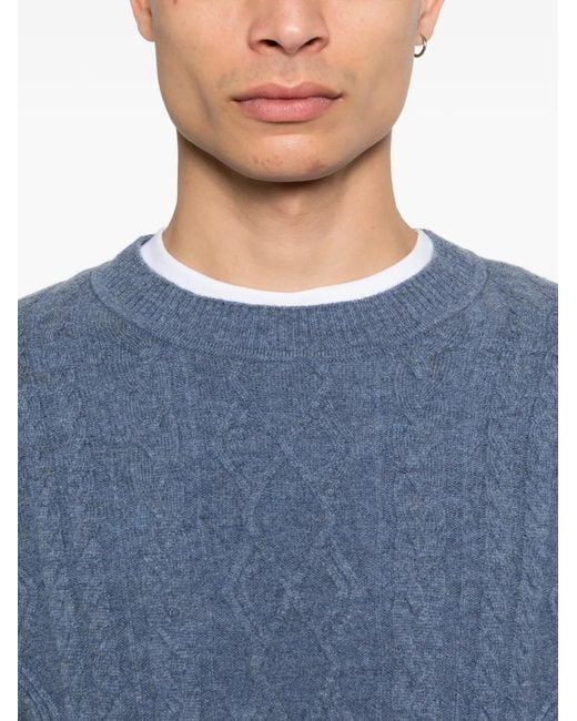 Bompard Blue Cable-Knit Crew-Neck Sweater for men