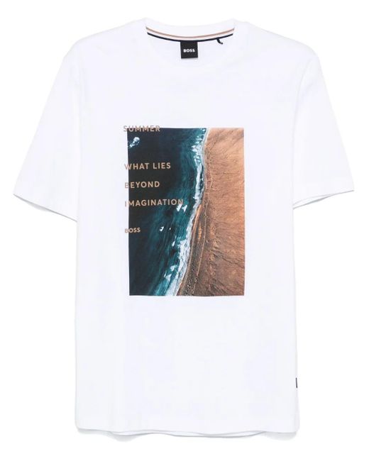 T-Shirt À Imprimé Graphique Boss pour homme en coloris White