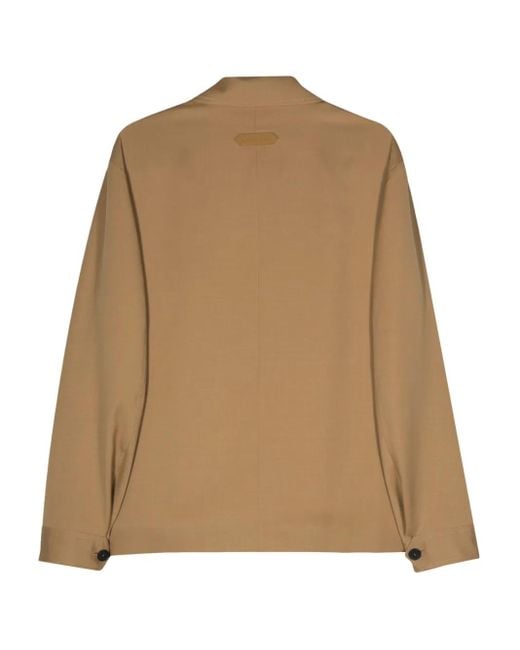 Lanvin Natural Appliqué Logo Wool Jacket for men