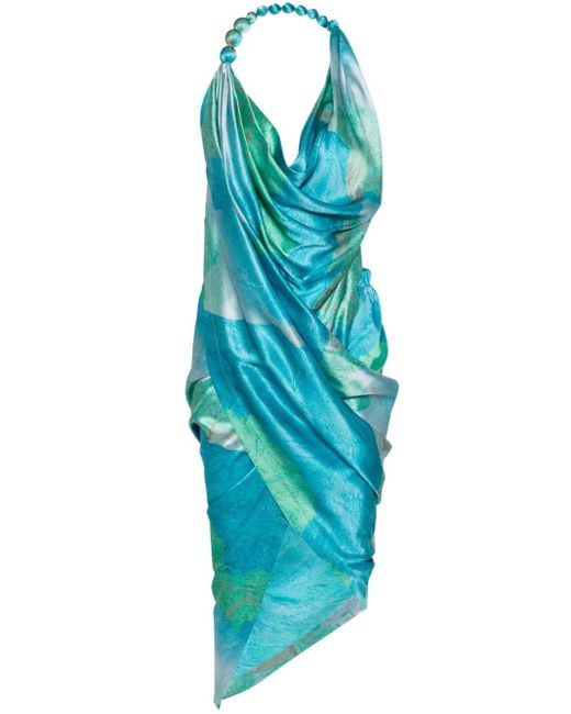 Cult Gaia Blue Iluka Silk Midi Dress