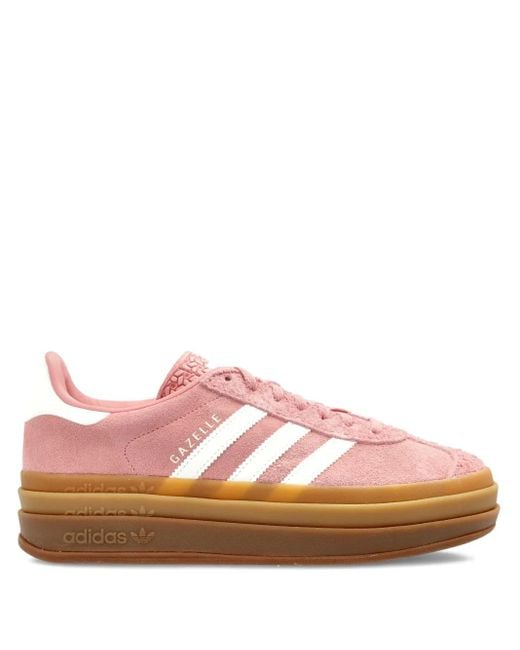 Adidas Pink Gazelle Bold Suede Three-Stripe Sneakers