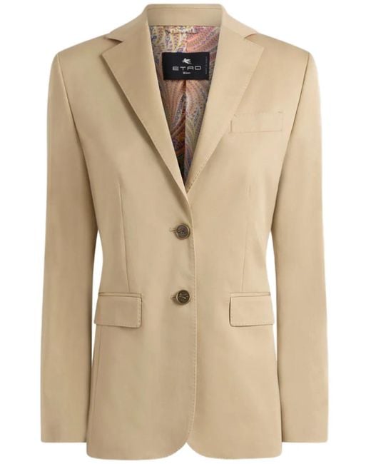Etro Natural Pegaso-Buttons Cotton Blazer