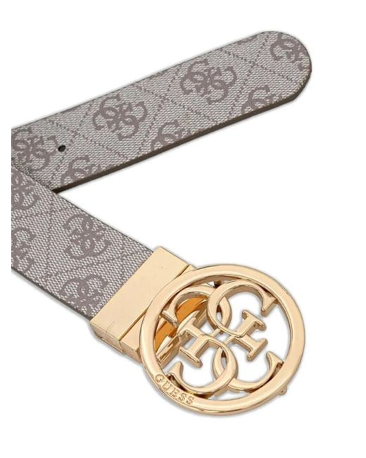 Guess White Monogram Buckle Belt