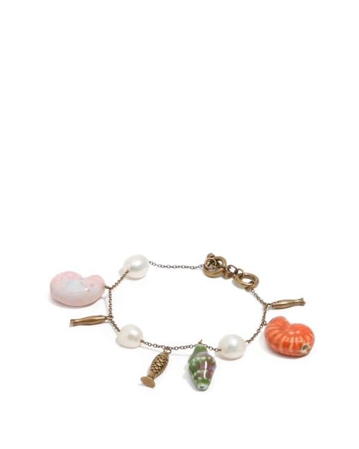 Bimba Y Lola White Shell-Charm Pearl-Embellished Bracelet