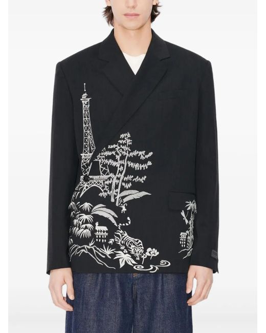 KENZO Black Single-Breasted Blazer for men