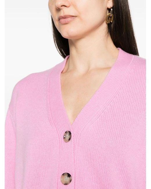 Allude Pink V-neck Cashmere Cardigan