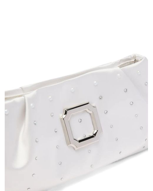 Malone Souliers White Vittoria Crystal-Embellished Clutch