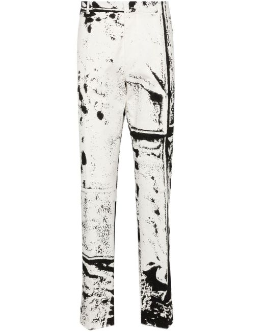 Alexander McQueen White Graphic-print Straight-leg Trousers for men