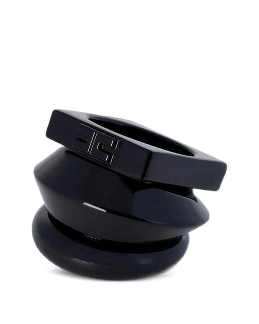 Elisabetta Franchi Blue Stacked Geometric-Element Ring
