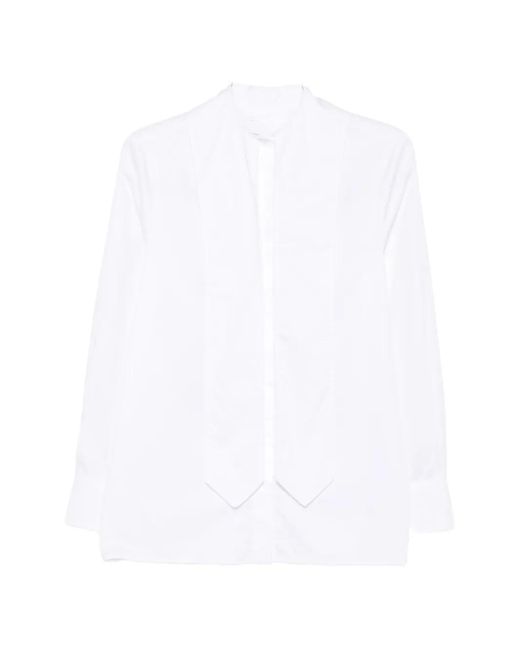 Dondup White Tie-Detail Long-Sleeve Shirt