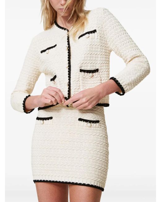Twinset Natural Jacquard Knitted Skirt